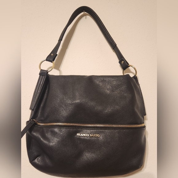 Franco Sarto Black Faux Leather (100%PVC) Messenger Bag w/Crossbody Strap - Picture 1 of 12